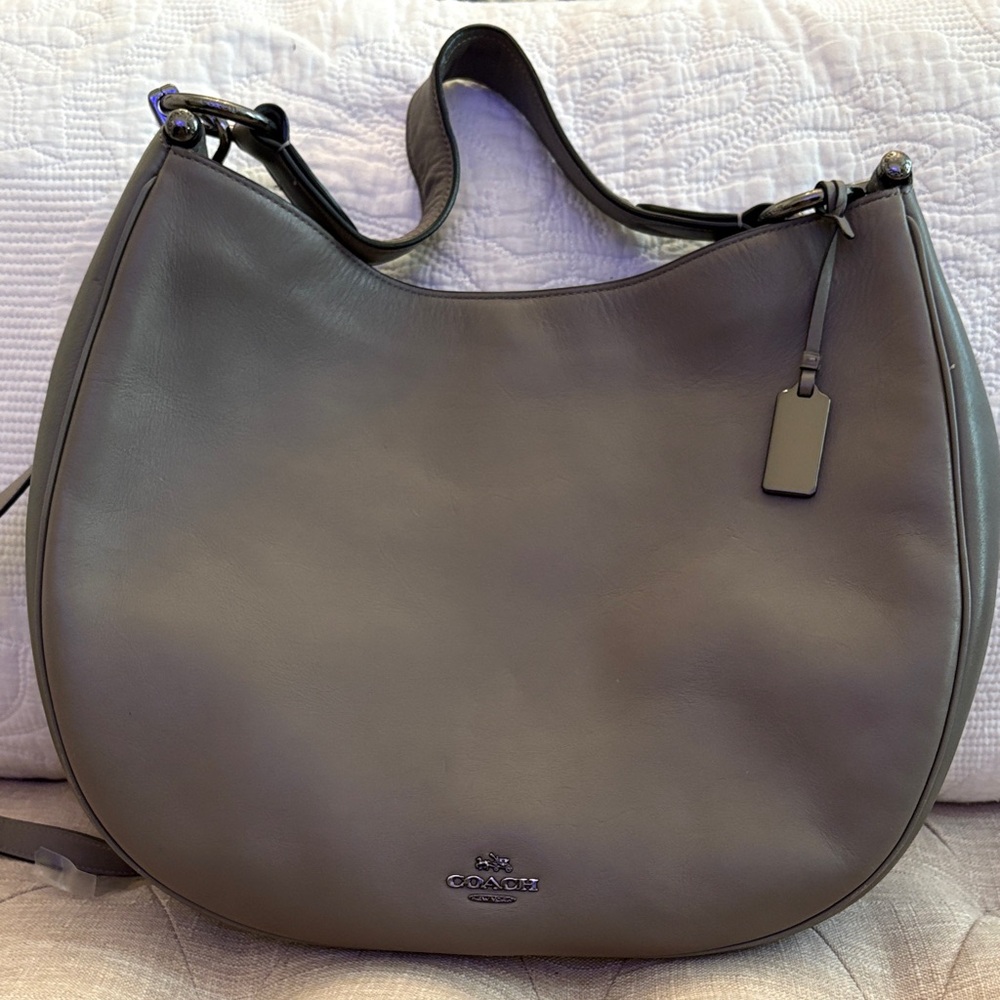 Coach Charcoal Leather Hobo Bag